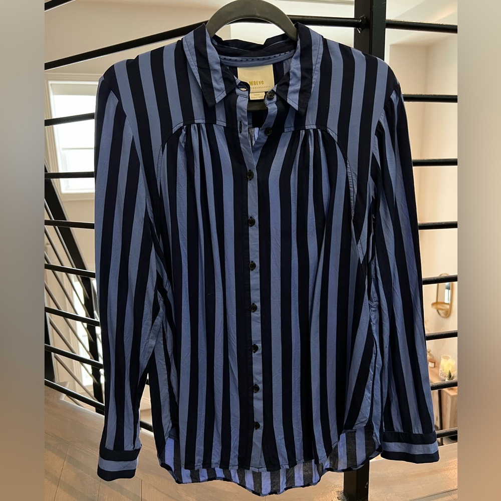 NWOT Anthropologie Maeve blue striped button down